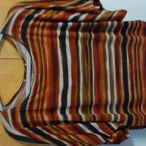 Slinky striped short sleeve tunic boat neck size large